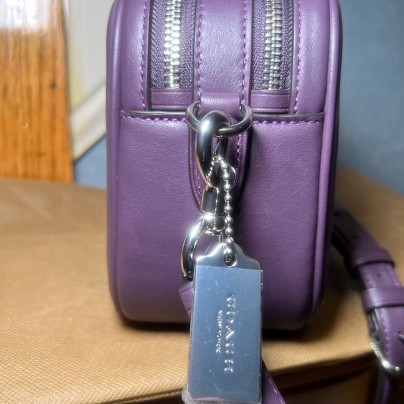 NWT Coach Jes Amethyst Crossbody Bag Dual Zip with Coach Charm - Picture 10 of 13